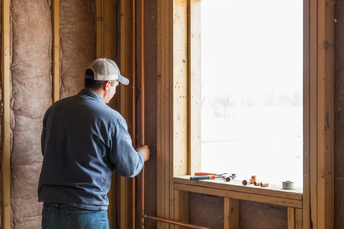 Licensed plumber running new copper supply lines in a Haslett home