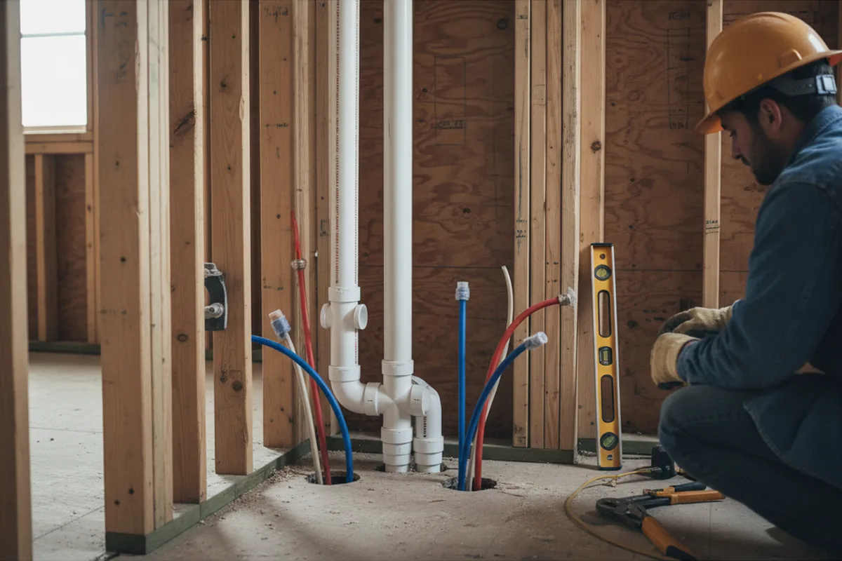 Drain and supply rough-in during Garbage Disposal Repair in Haslett