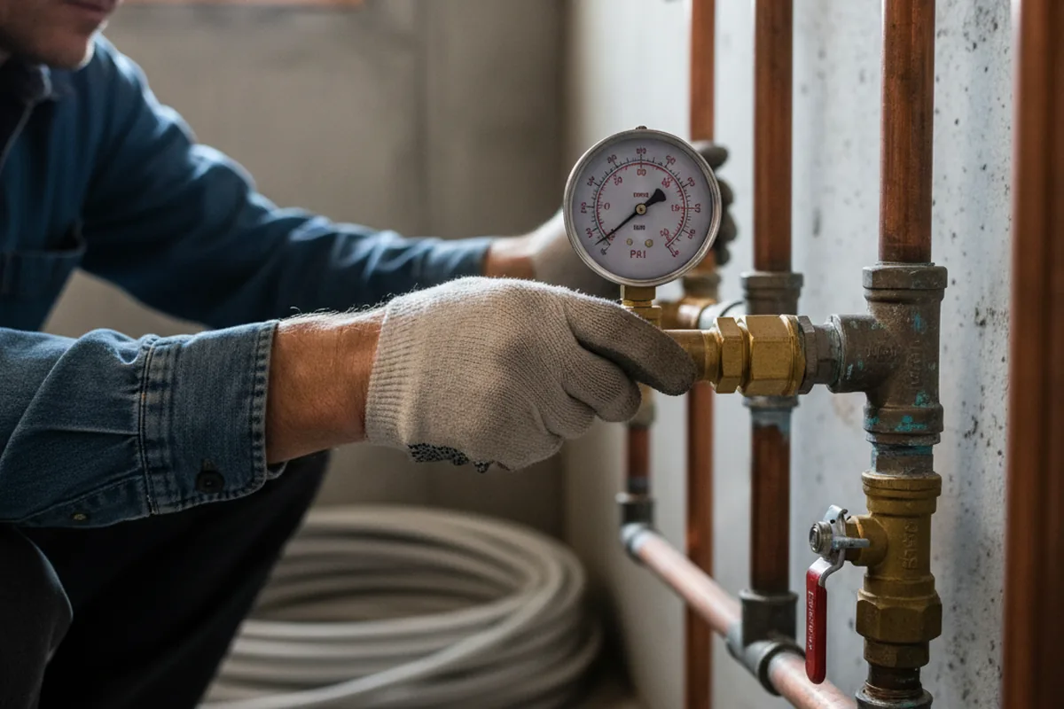 Pressure testing a repaired line during Water Line Repair in Haslett